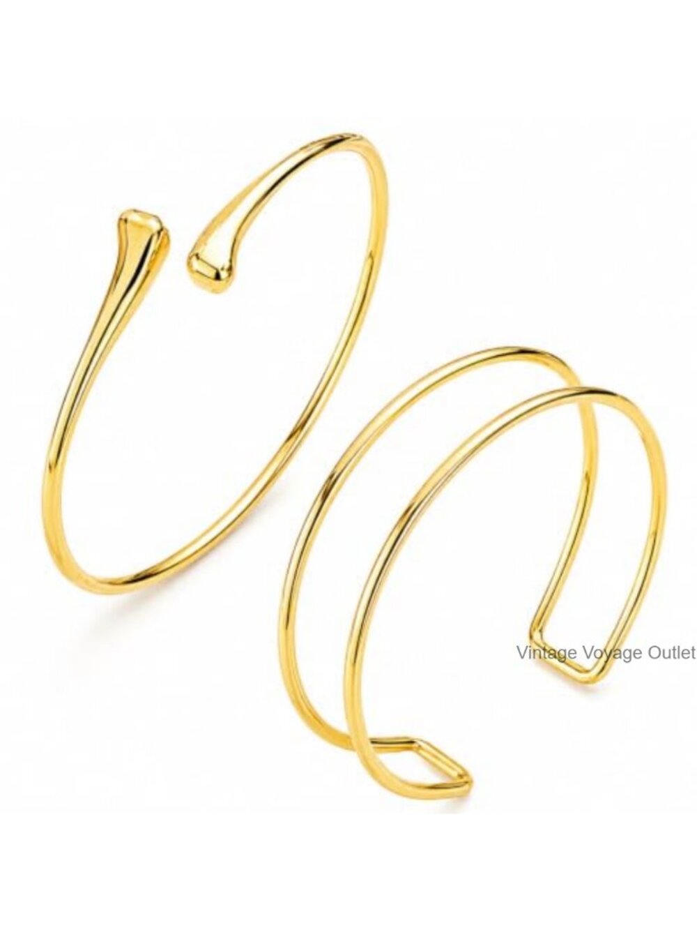 Gold Plated Adjustable Arm Cuff Bracelet Set Minimalist Boho Jewelry